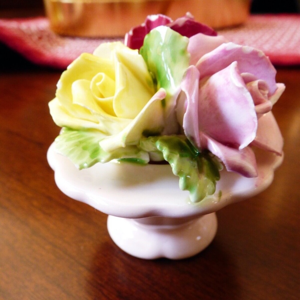 VTG England Royal Adderley Bone China hand made Floral Rose Vanity Figurine